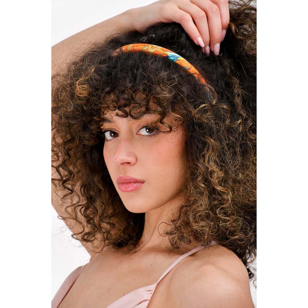 Hermès Orange Silk Patterned Headband